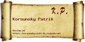 Korsunsky Patrik névjegykártya